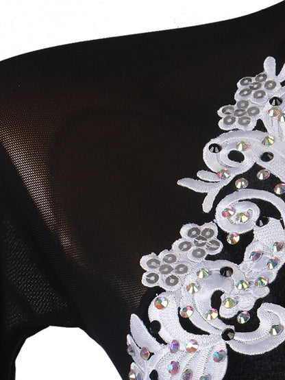 Latin Dance Dress Appliques Crystals / Rhinestones Women's Performance Long Sleeve Spandex - LuckyFash™