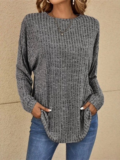 Women's Pullover Sweater Jumper Crew Neck Ribbed Knit Polyester Oversized Spring Fall Outdoor Valentine's Day Daily Stylish Casual Soft Long Sleeve Solid Color Black Pink Royal Blue S M L