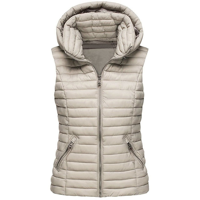 Women's Hiking Vest Quilted Puffer Vest Sleeveless Outerwear Outdoor Thermal Warm Windproof Lightweight Winter Pocket Nylon Black White Red Hunting Fishing Camping / Hiking / Caving