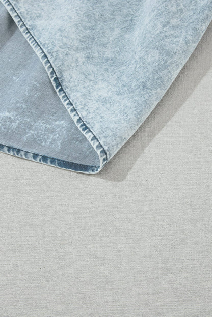 Dusk Blue Vintage Vibe Half Sleeve Denim Flare Mini Dress