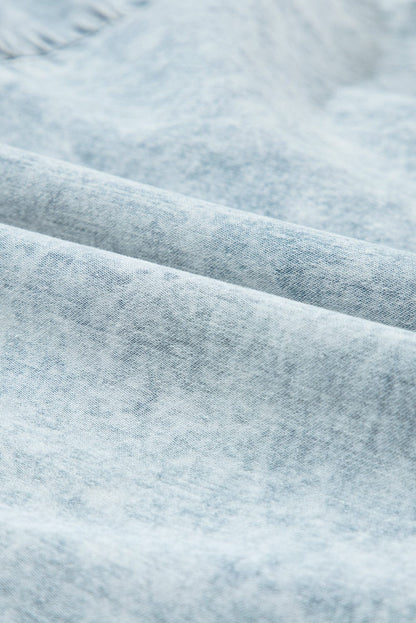 Dusk Blue Vintage Vibe Half Sleeve Denim Flare Mini Dress