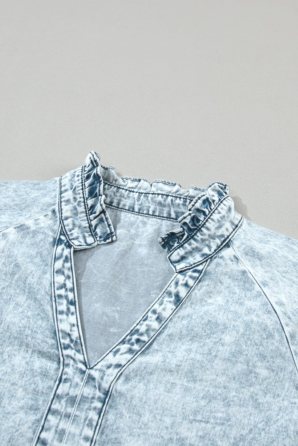 Dusk Blue Vintage Vibe Half Sleeve Denim Flare Mini Dress