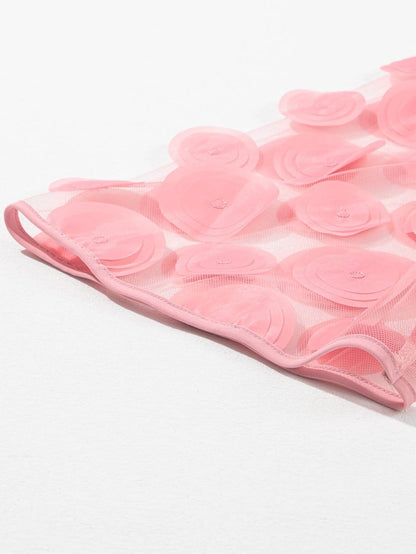 Dusky Pink Mesh Applique Half Sleeve Blouse