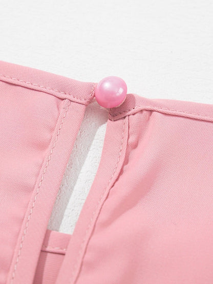 Dusky Pink Mesh Applique Half Sleeve Blouse