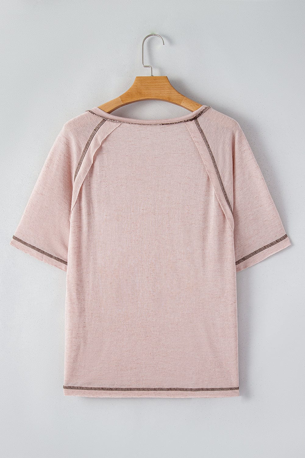 Dusty Pink Exposed Stitch Loose Fit T-shirt