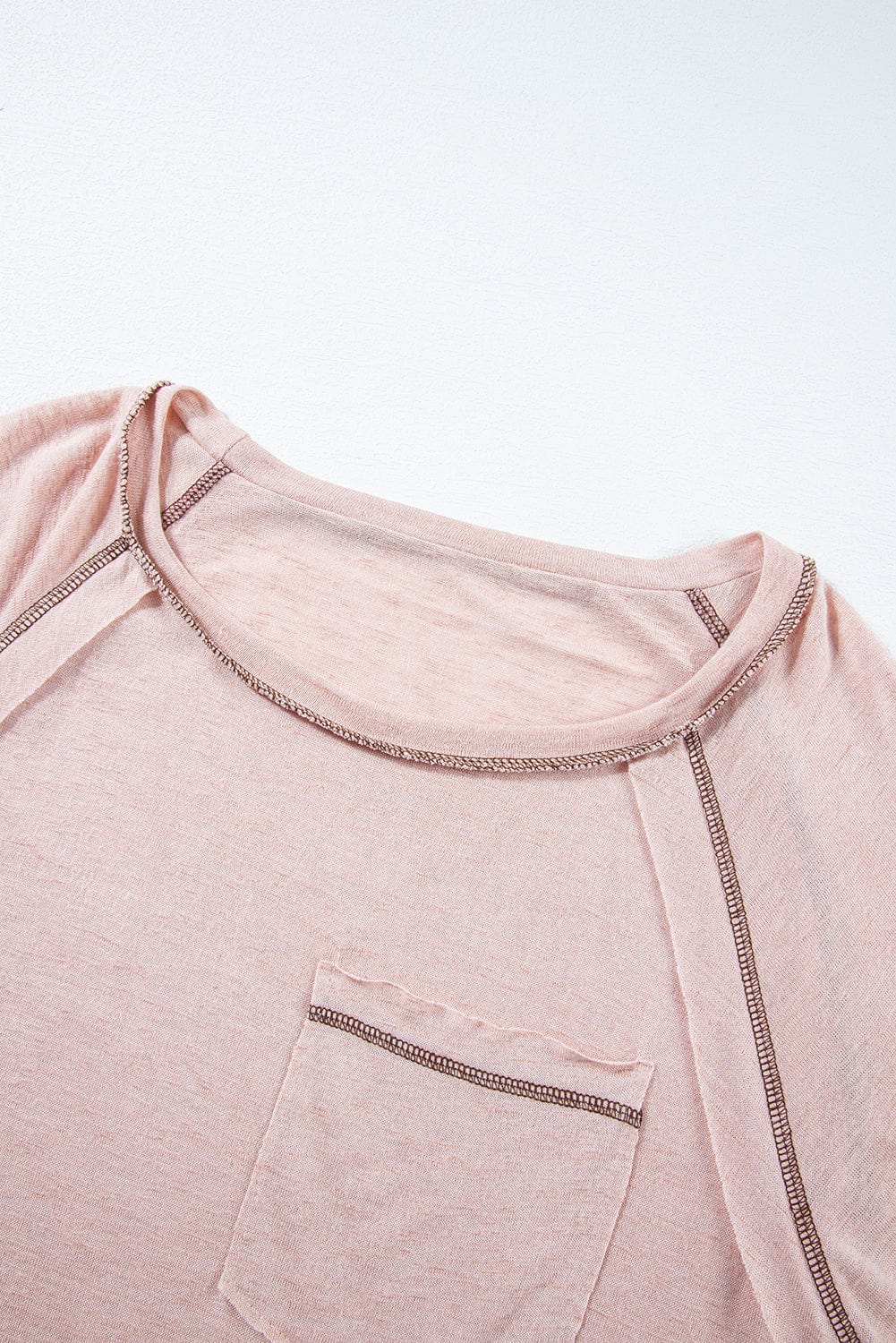 Dusty Pink Exposed Stitch Loose Fit T-shirt