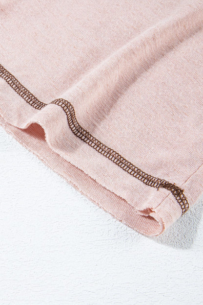 Dusty Pink Exposed Stitch Loose Fit T-shirt