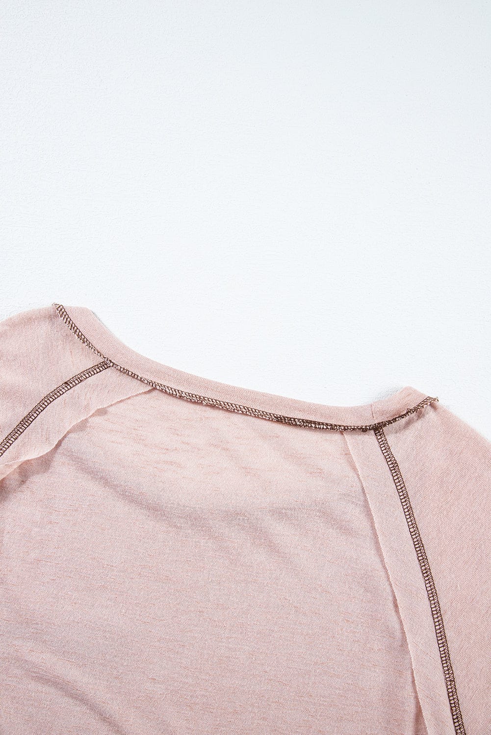 Dusty Pink Exposed Stitch Loose Fit T-shirt