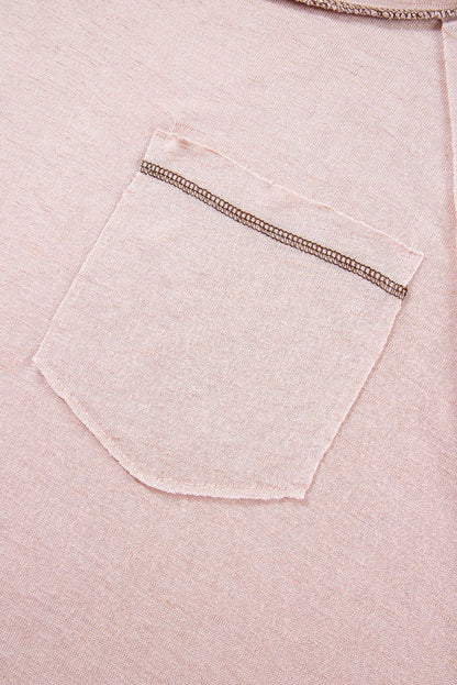 Dusty Pink Exposed Stitch Loose Fit T-shirt