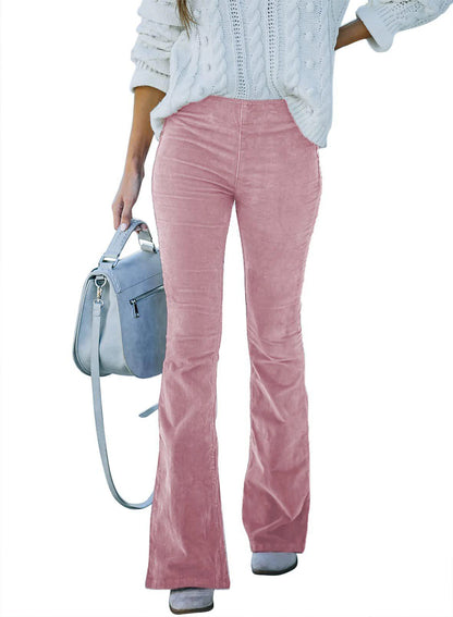 Women's Dress Pants Normal Corduroy Plain claret Black Fashion Medium Waist Full Length Casual Weekend