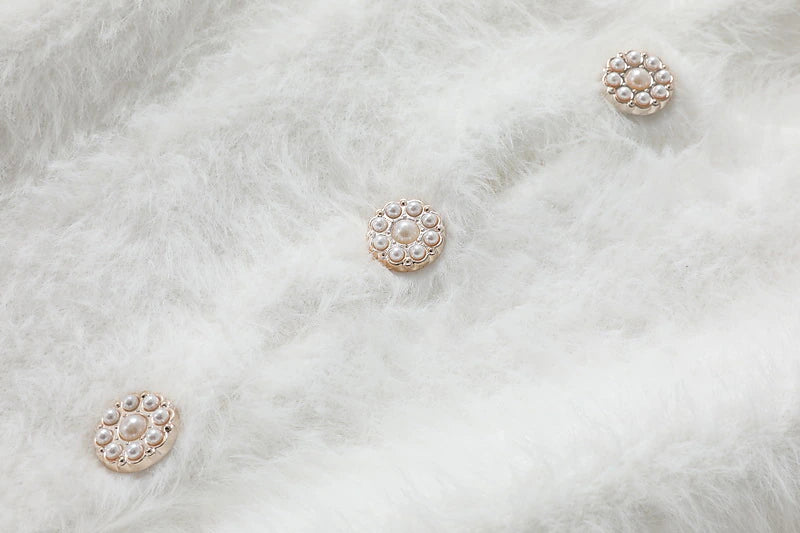 Women's Cardigan Sweater Crew Neck Ribbed Knit Polyester Imitation Mink Faux Fur Trim Fall Winter Daily Going out Weekend Stylish Casual Soft Long Sleeve Solid Color Black White Pink One-Size