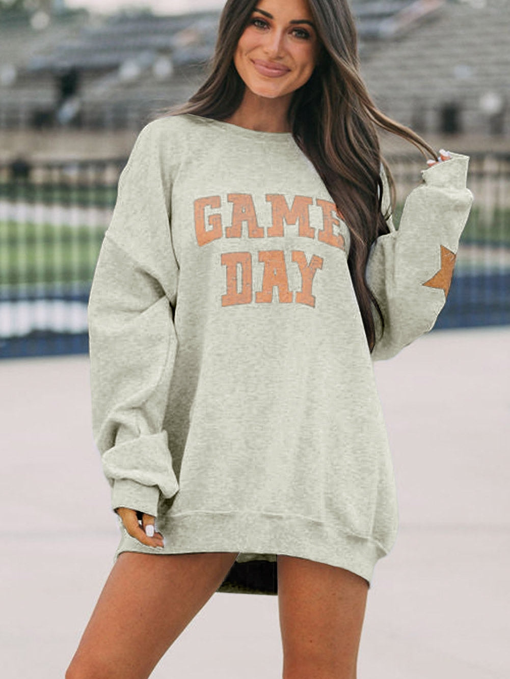 Game Day Sequin Grapefruit Orange Graphic Sweatshirt