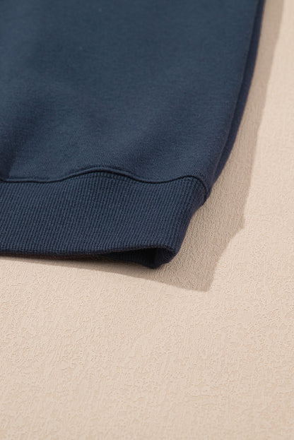 Navy Blue Drop Shoulder Loose Sweatshirt and Joggers Active Set