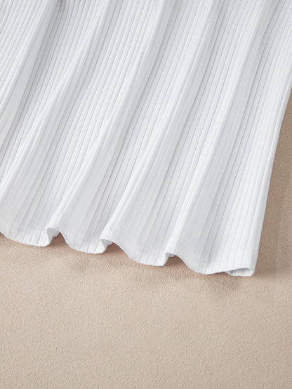 Trendy White Colorblock Patchwork Batwing Sleeve Ribbed Plus T-Shirt