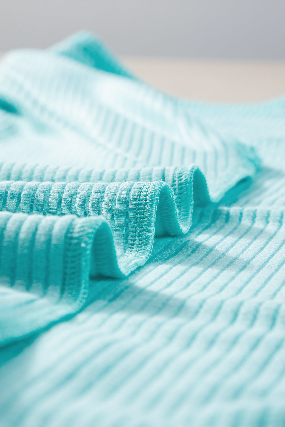 Light Blue Ribbed Seam Shift Plus Size T Shirt