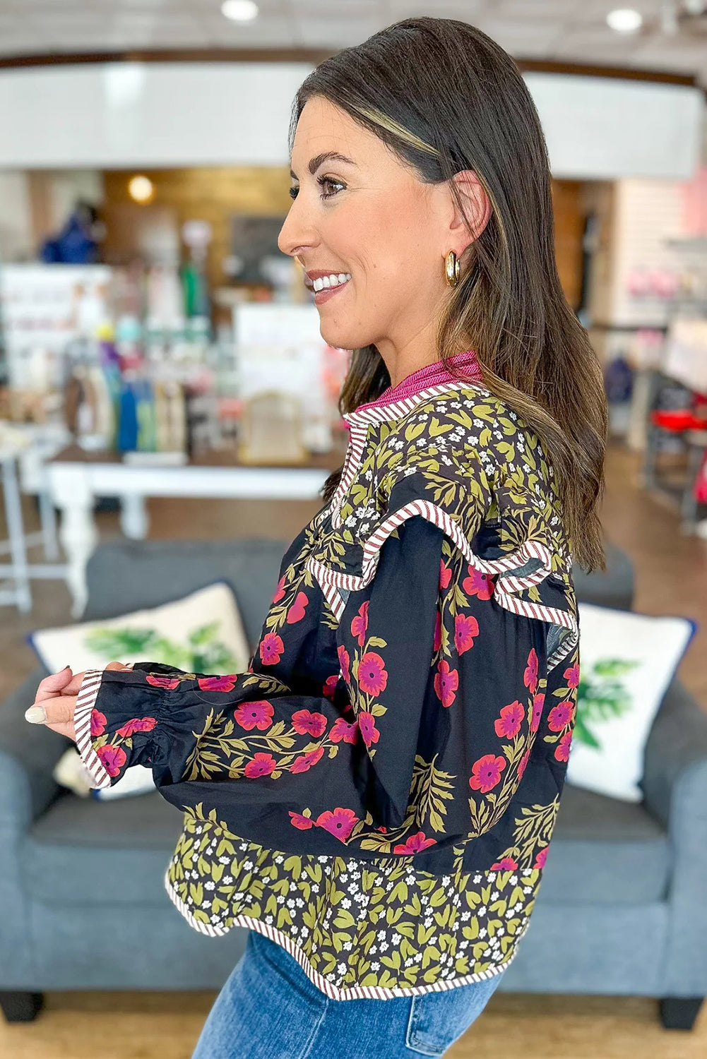 Black Midnight Florals Top