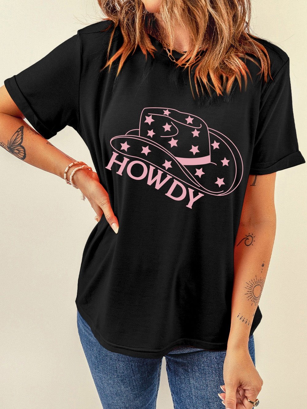 HOWDY Cowboy Hat Print Western Graphic Tee