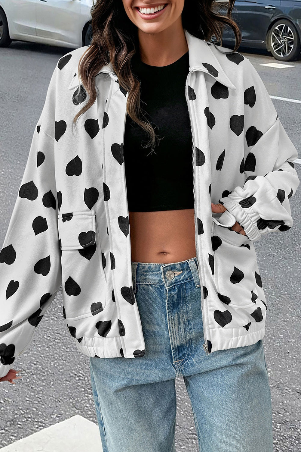 heart print jacket