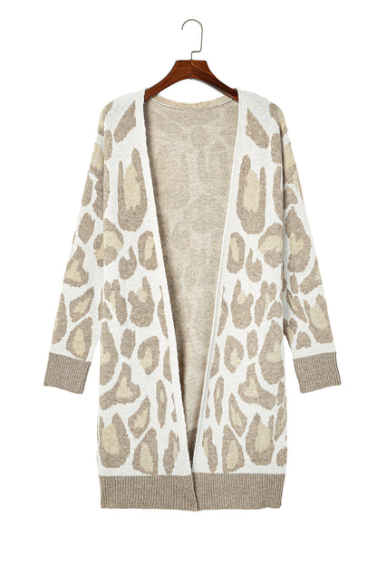Leopard Print Beige Plus Size Cardigan