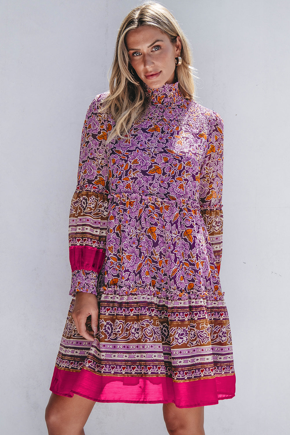 puff sleeve floral dress