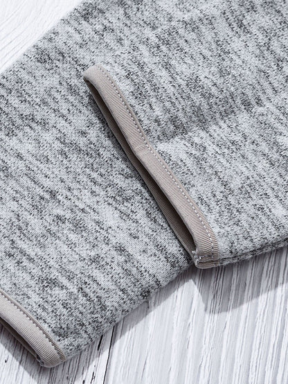 Heathered Gray Zip-Up Pullover with Kangaroo Pocket