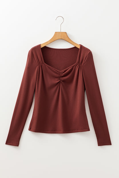 square neck long sleeve top