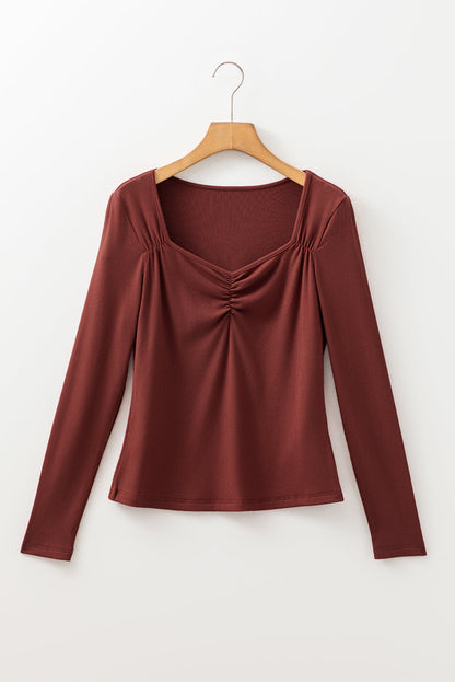 square neck long sleeve top