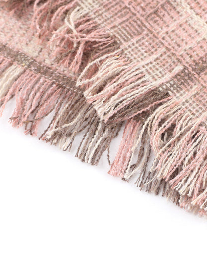 Pink Plus Size Macrame Plaid Coat