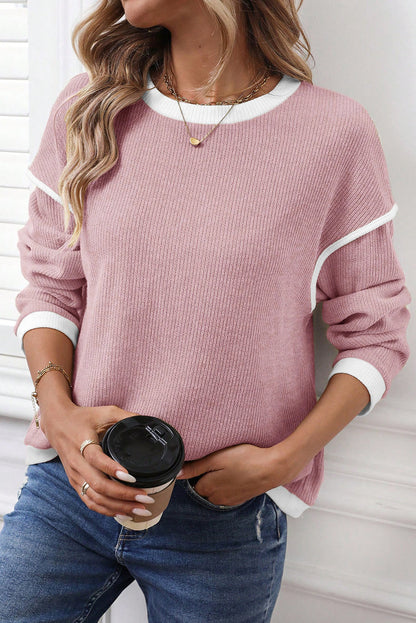 light pink knit top