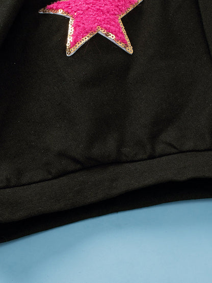 Chic Black Star Sequin Plus Size T-Shirt