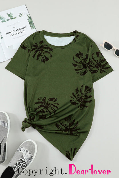 Green Dandelion Print Crew Neck T-shirt