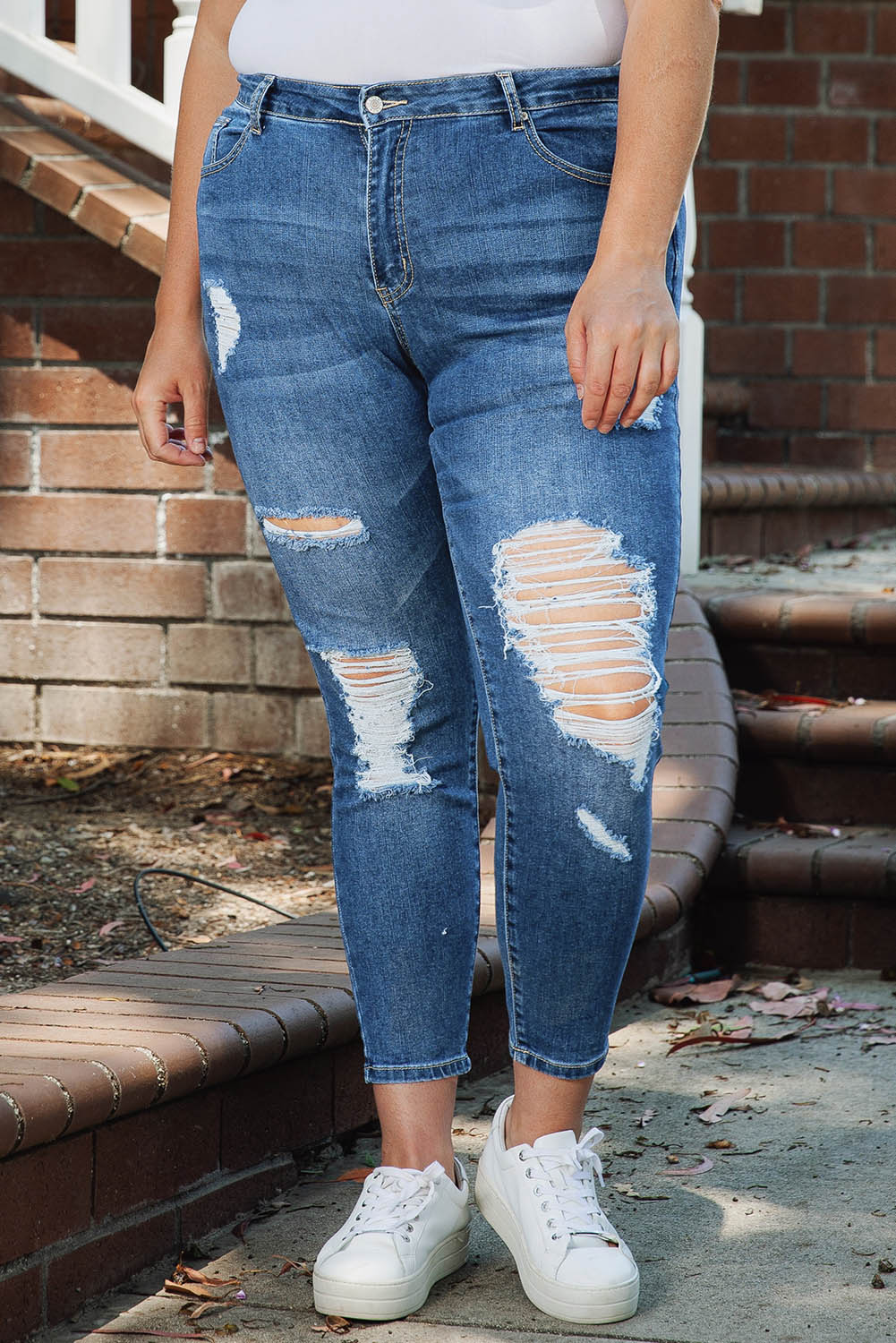 Blue Acid Washed Plus Size Skinny Jeans