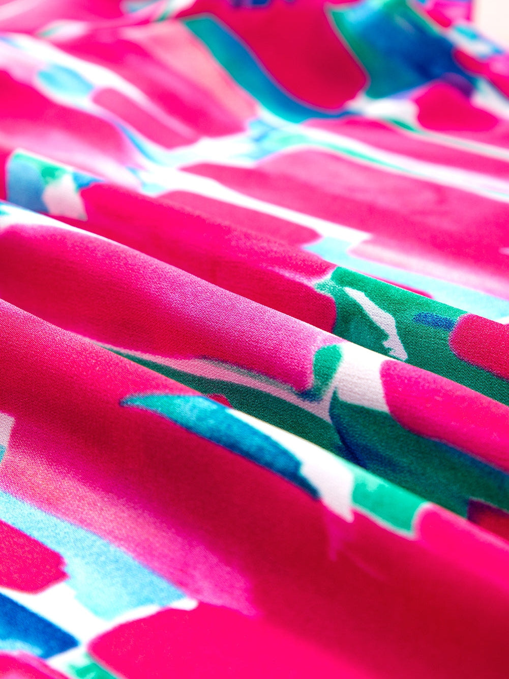 Rosy Abstract Print Ruffle Petal Sleeve Blouse for Curvy Queens