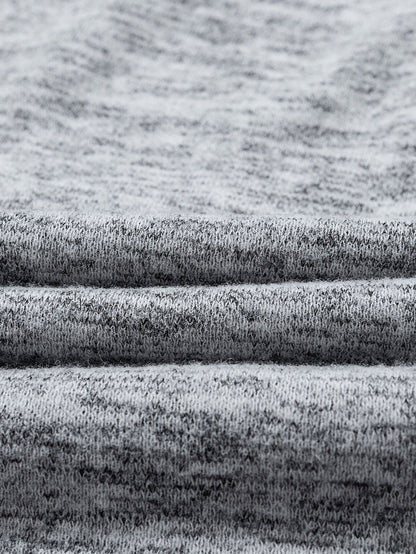 Heathered Gray Zip-Up Pullover with Kangaroo Pocket