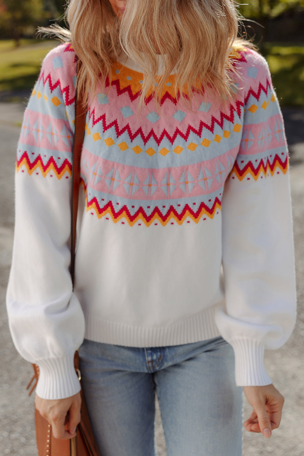 geometric print sweater
