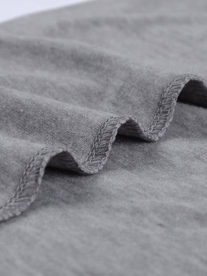 Gray Knit Lace Detail Cap Sleeve Top