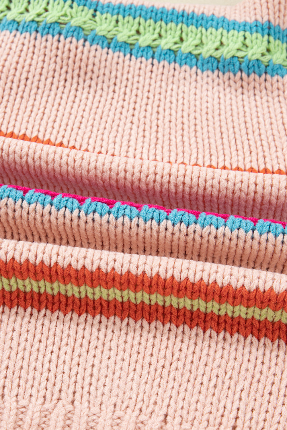 Multicolour Open Front Striped Pattern Knit Oversize Cardigan