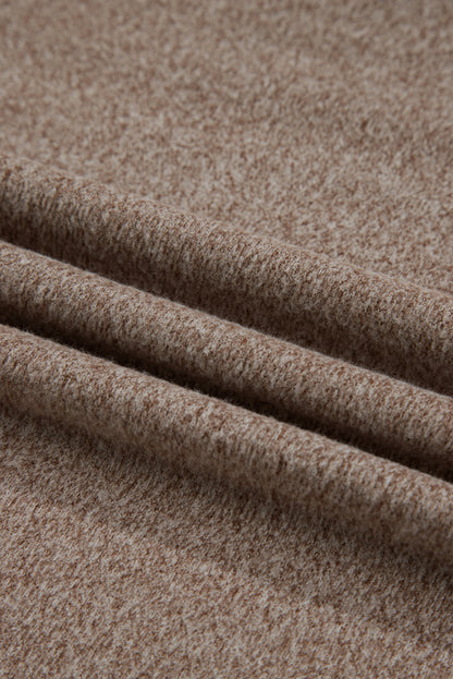 Dark Khaki Contrast Trim V Neck Long Sleeve Patchwork Loose Top