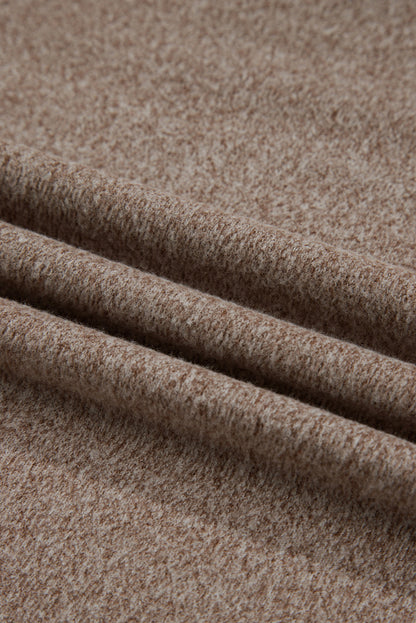 Dark Khaki Contrast Trim V Neck Long Sleeve Patchwork Loose Top