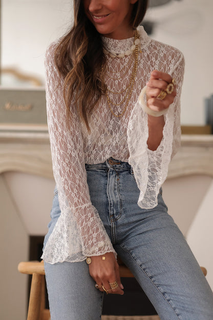 white sheer lace blouse