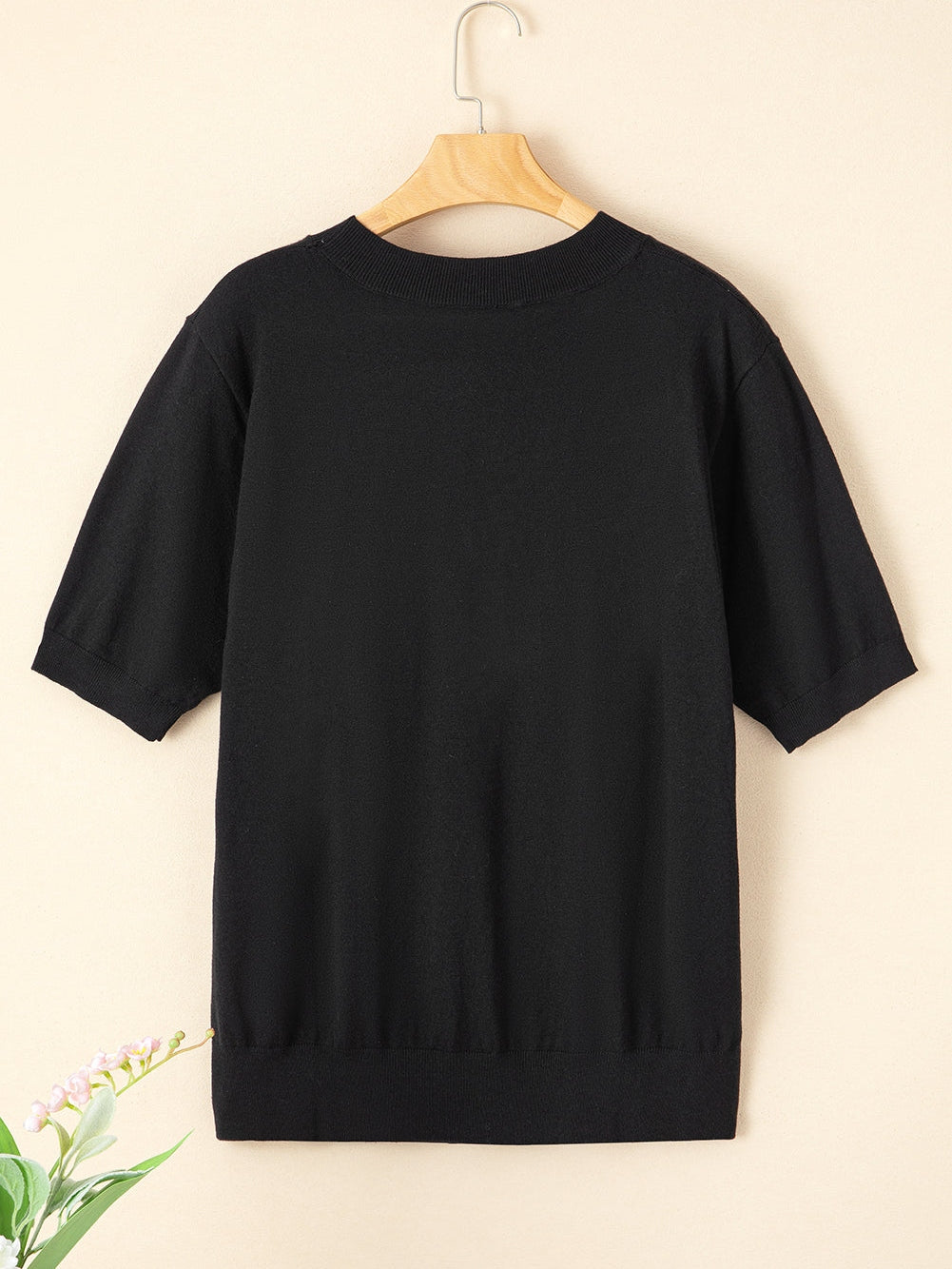 Sparkling Black Glitter Tinsel Cheers Plus Size Short Sleeve Sweater