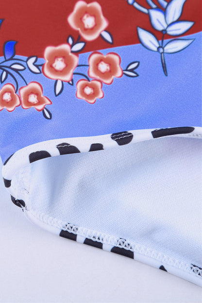 Floral Patchwork Retro High Waist Bikini Set