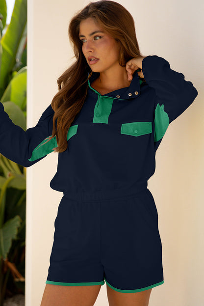 color block 2pcs short set