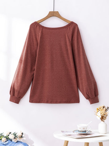 Gold Flame Square Neck Plus Size Knit Top