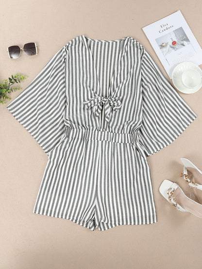 Check Print Buttons Lace-Up Shirt Dress