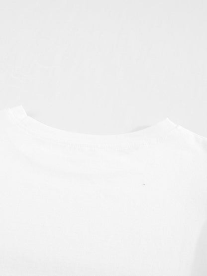 Elegant White Ruffle Sleeve Tee with Cut-Out Design