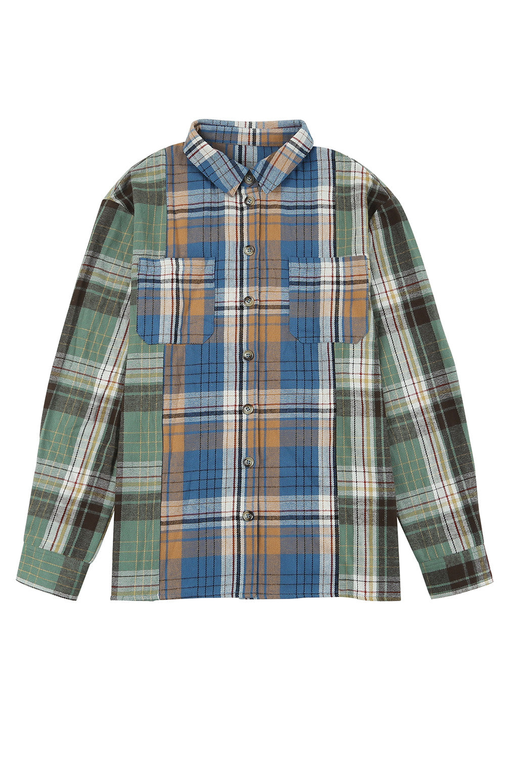 Green Plaid Shacket with Button Up Chest Pockets