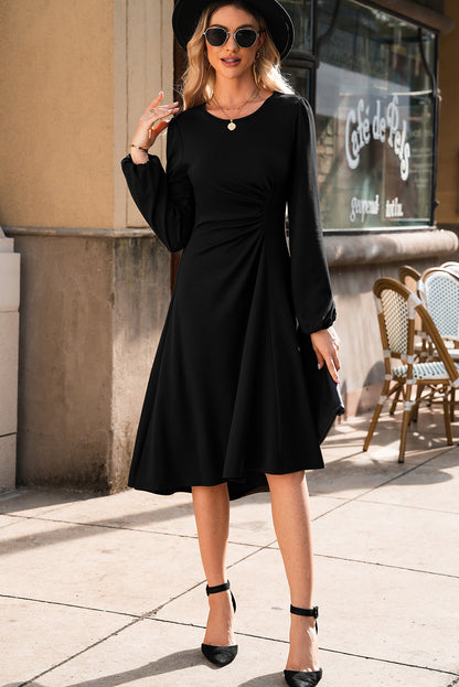 black long sleeve midi dress