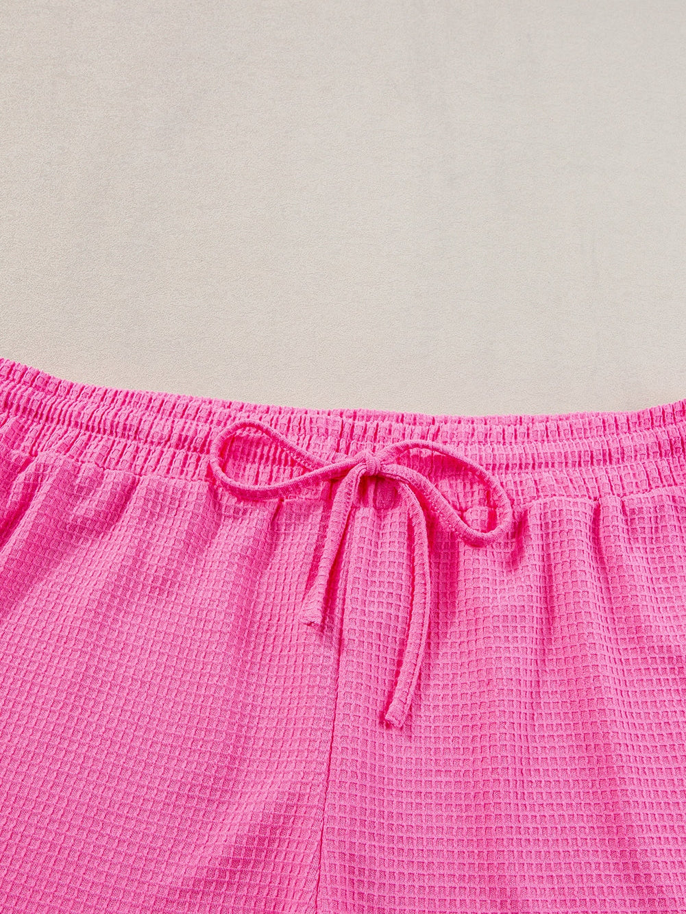 Rose Red Solid Waffle Knit Plus Size Two Piece Set