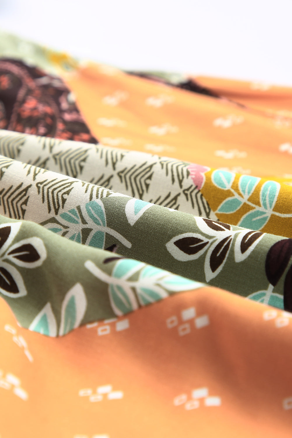 Green Floral Square Neck Boho Blouse